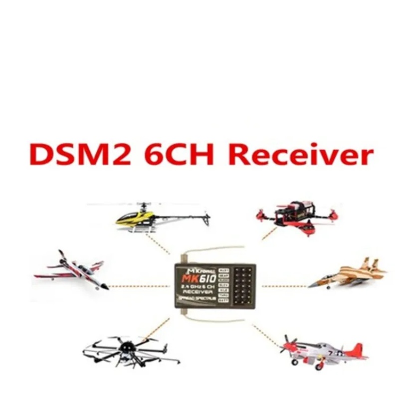 DSM2 MK610 AR6100 2.4G 6CH RC  - đánh giá và giá Drone Battery Adapter