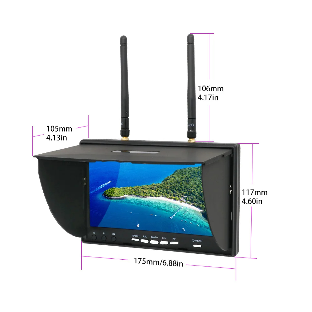 5.8G FPV DVR LS5802D 7 Inch Mo - đánh giá và giá Drone Controller Screen
